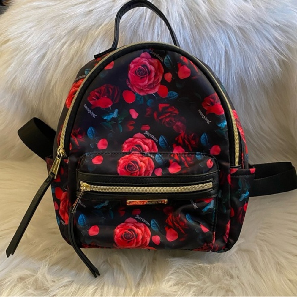 Juicy Couture Black and Red Floral Backpack